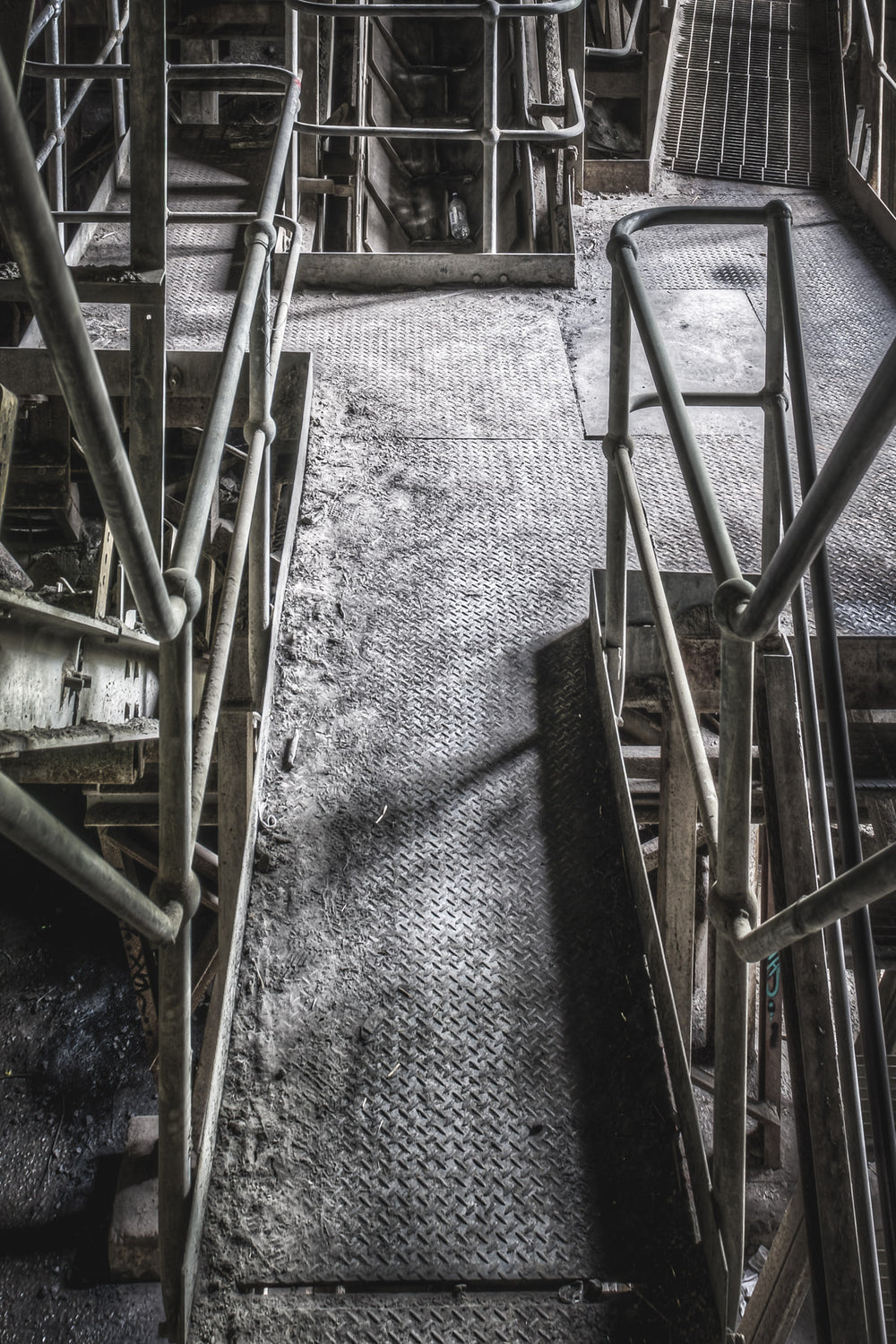 Stairs Down at Hornsby Quarry, stairs going down one of the levels of the plant.