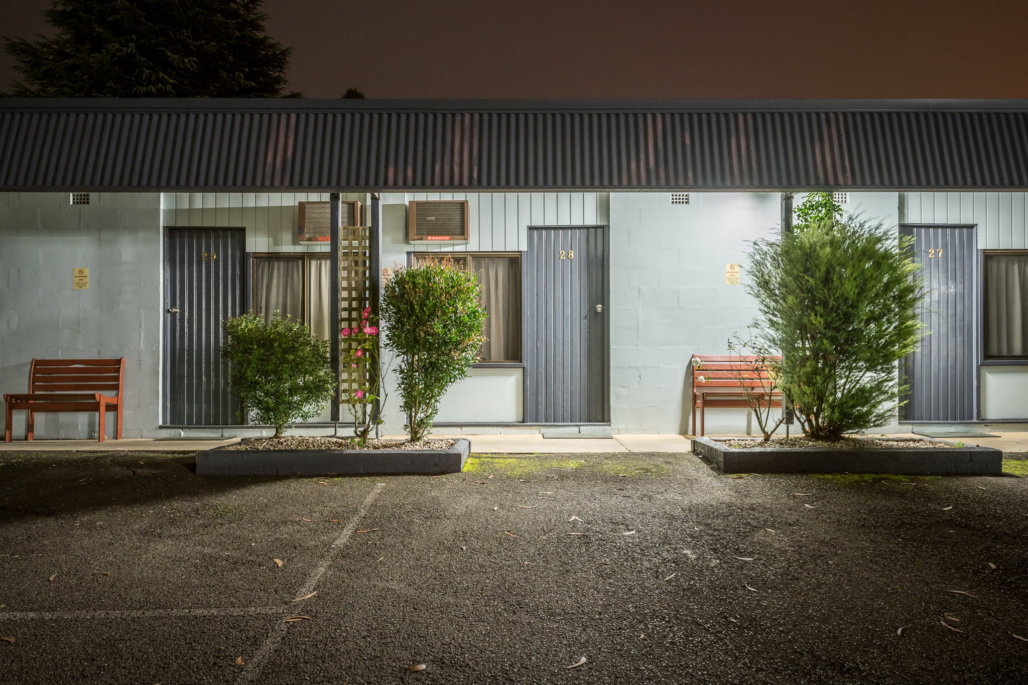 Sky Rider Motor Inn at Hotel Motel 101, three rooms face the car park.