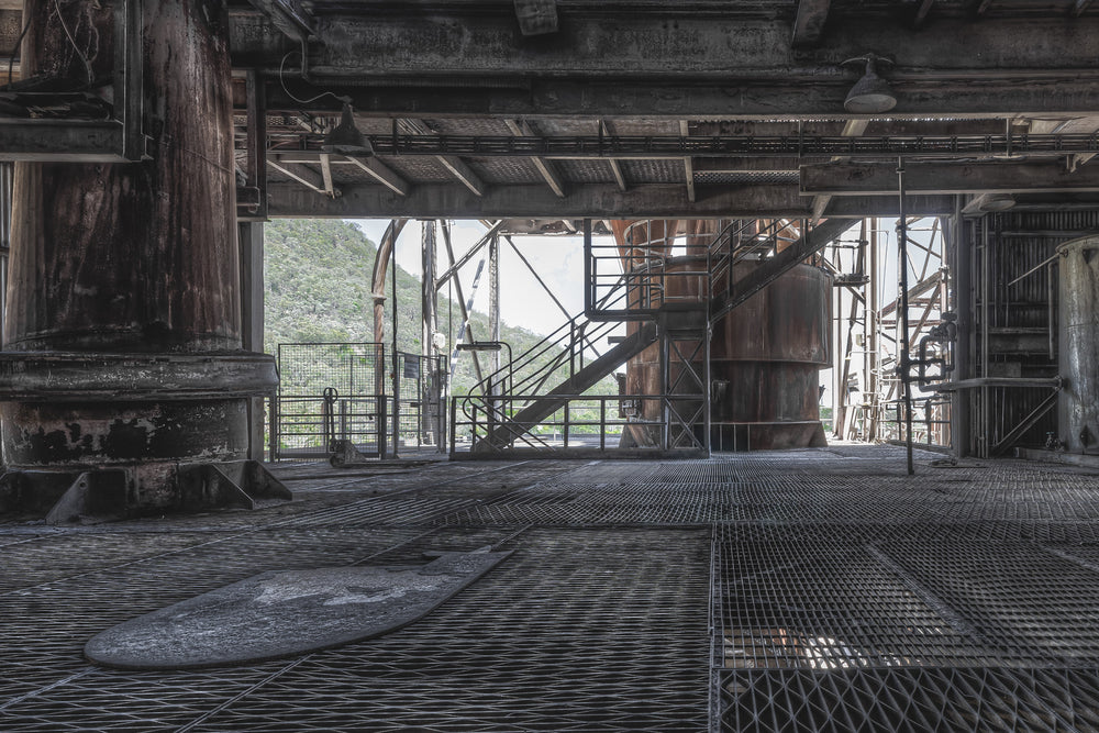 Cyclonic Seperator Top at Kandos Cement Works, for apprentices, hauling a full toolset to the top of this towering.