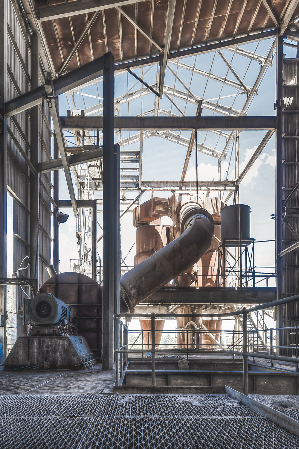 Fan Casing And Ductwork at Kandos Cement Works, this is the fan casing and ductwork at the top level of the preheater.