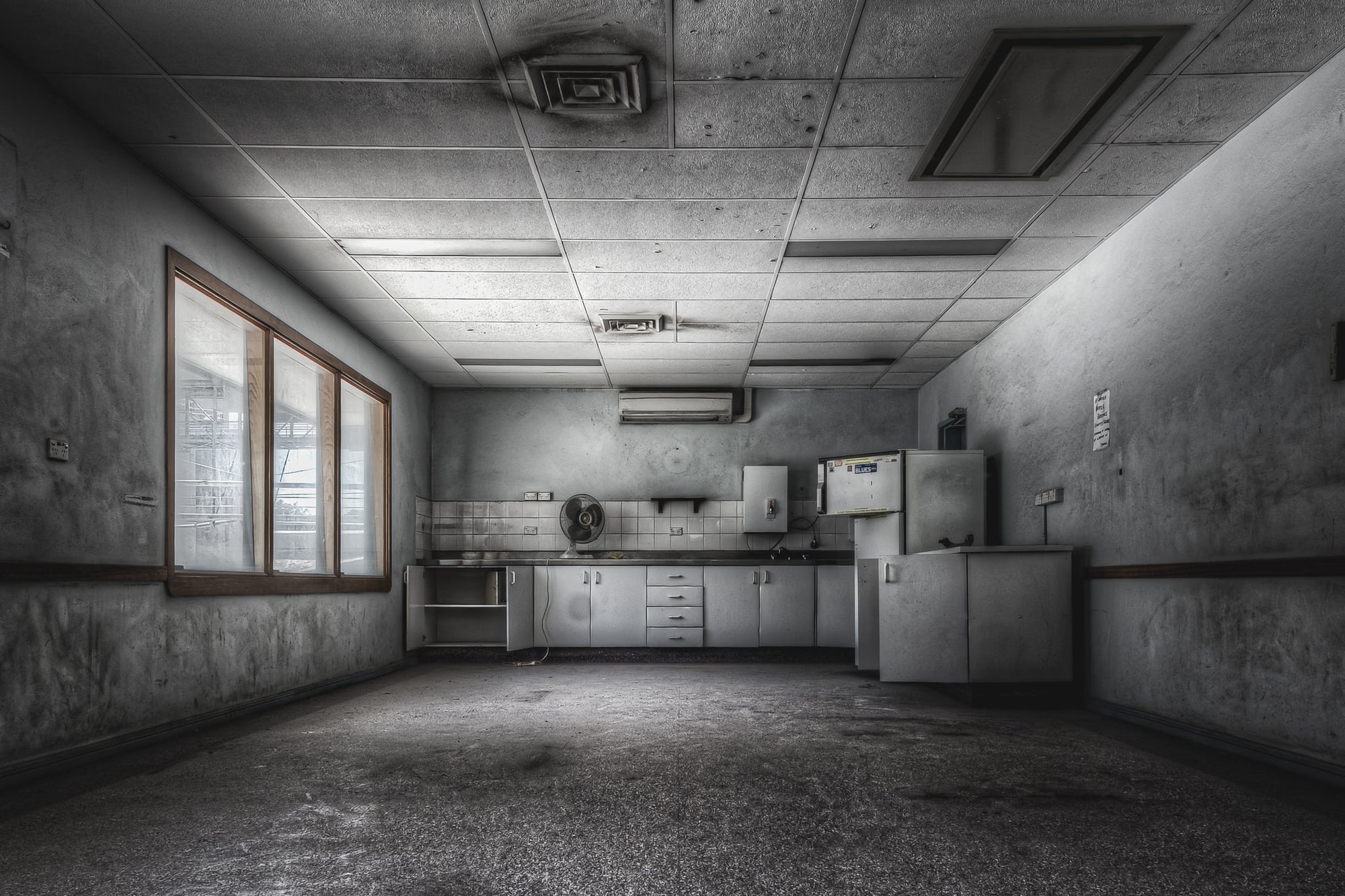 Meal Room at Kandos Cement Works, a kitchenette lines the far wall.