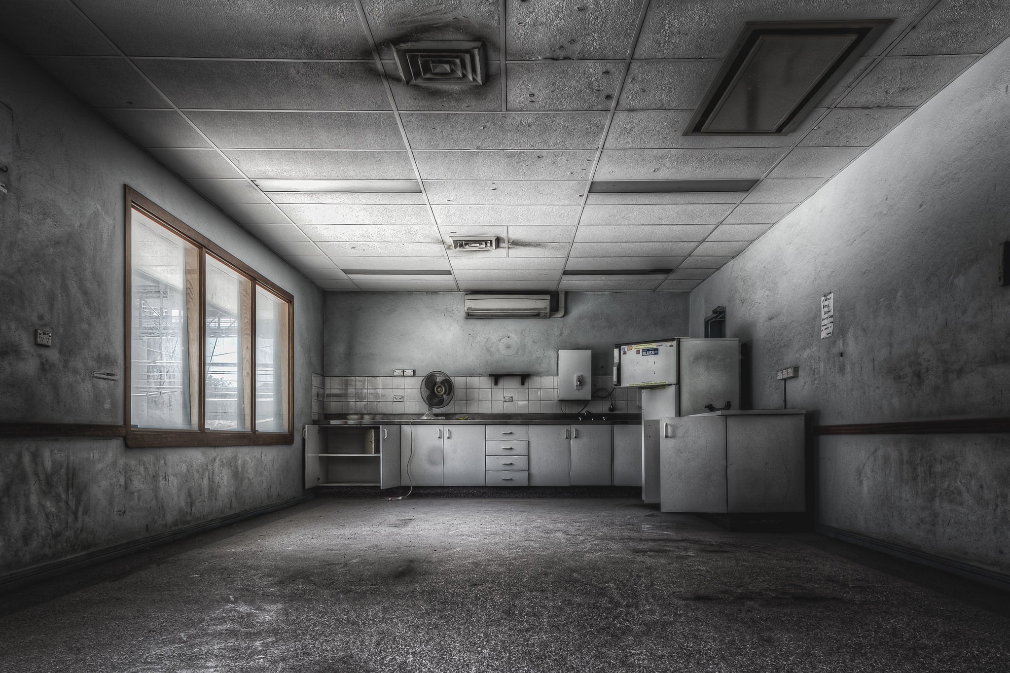 Meal Room at Kandos Cement Works, a kitchenette lines the far wall.
