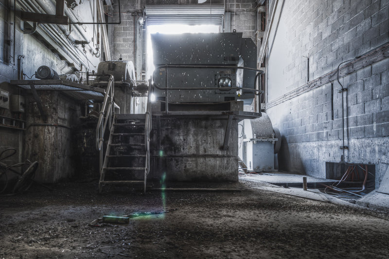 Number Six Ball Mill Drive at Kandos Cement Works, the motor and gearbox that once drove the ball mill, now sitting.