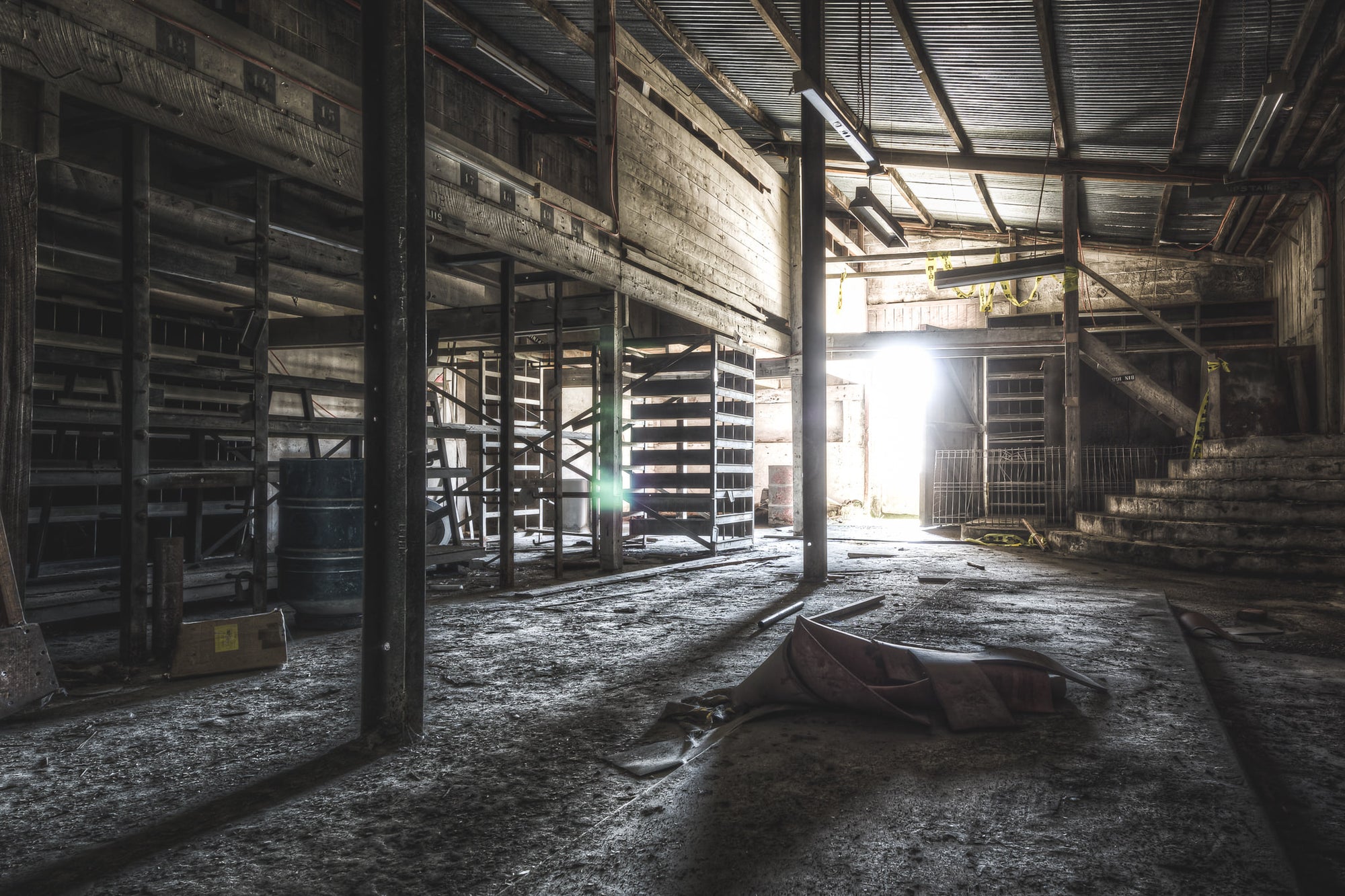 Store at Kandos Cement Works, racks stacked high with spare parts, tools, and equipment, ensuring the machinery never.