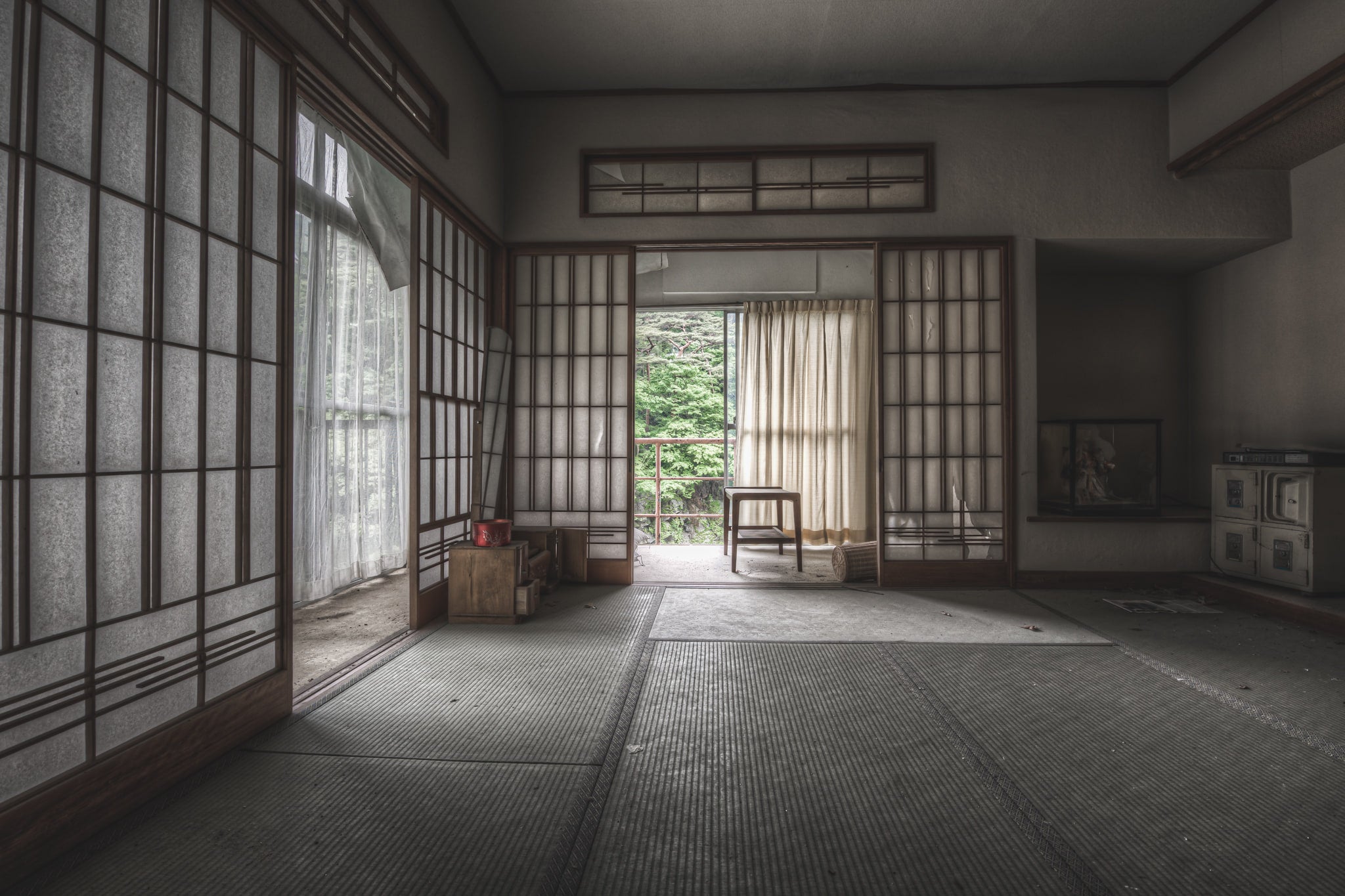 Main Guest Room at Kinugawa Kan, tatami mats line the floor of a corner guest room at Kinugawa Kan.