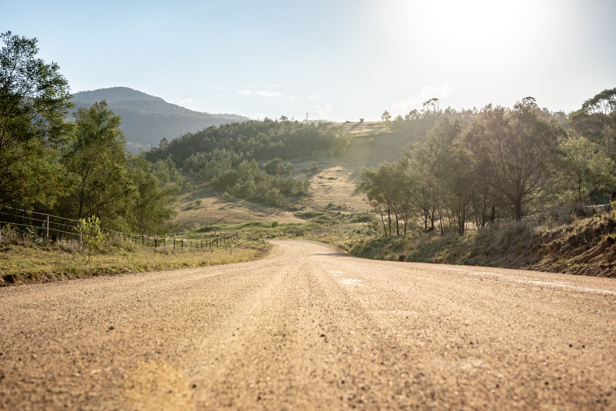 New Buildings Road at Landscapes, a Dirt road late in the afternoon near Wyndham in New South Wales.