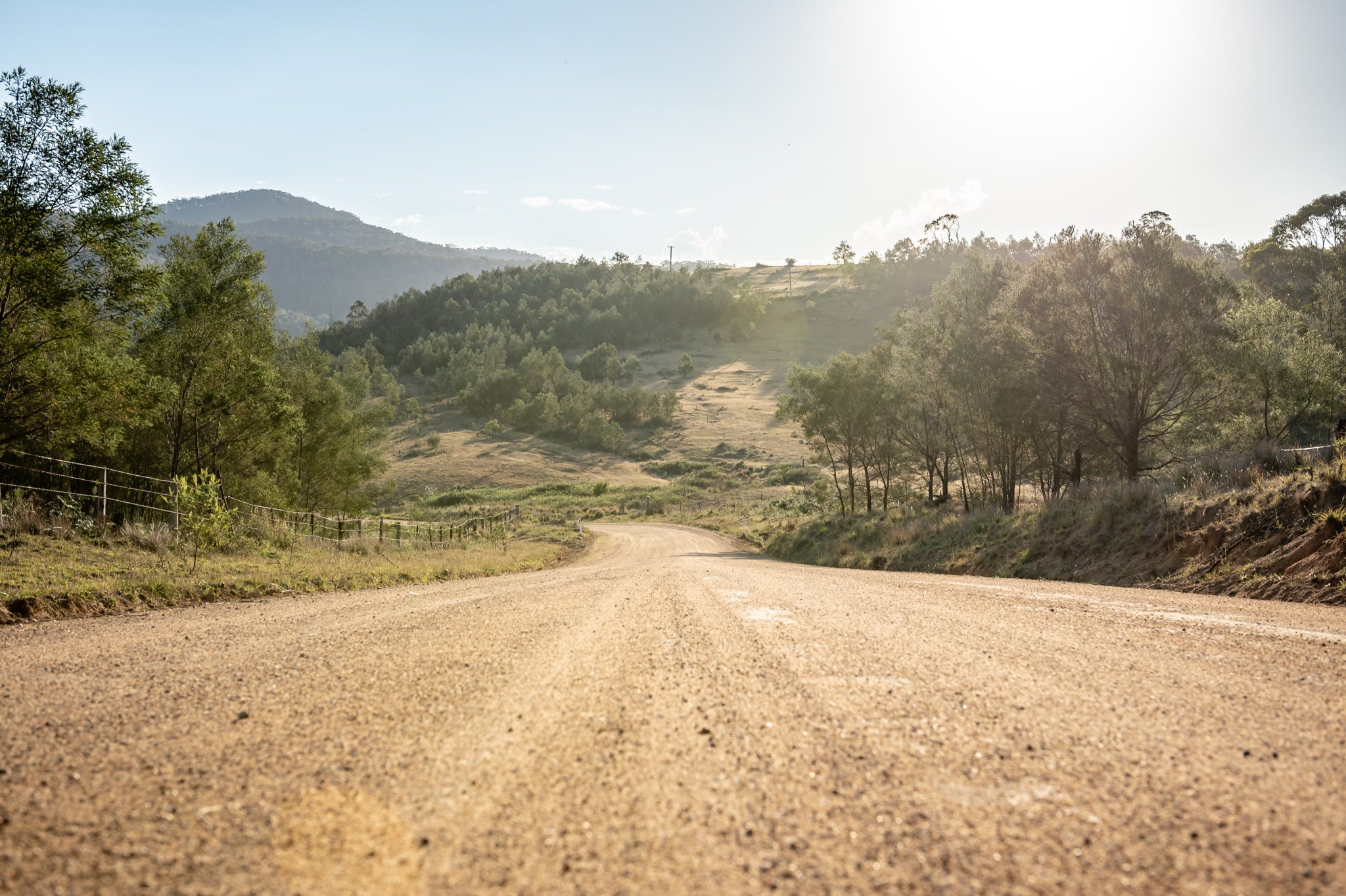 New Buildings Road at Landscapes, a Dirt road late in the afternoon near Wyndham in New South Wales.