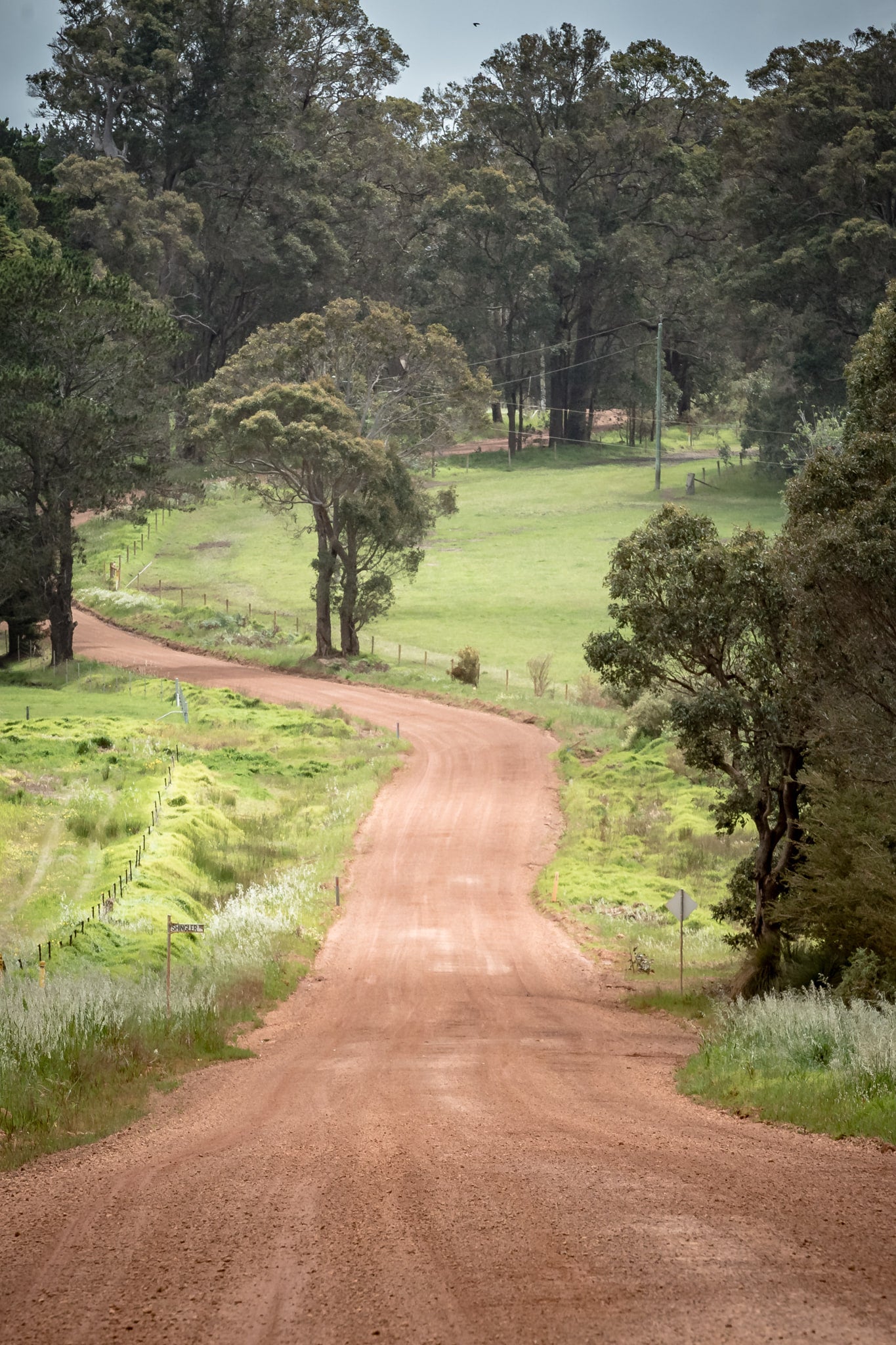 Red Road at Landscapes, a gravel road through a rural landscape near Margaret River.