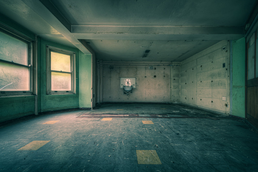 Clean Room at Lewisham Hospital, a bare room stripped back to its bones.