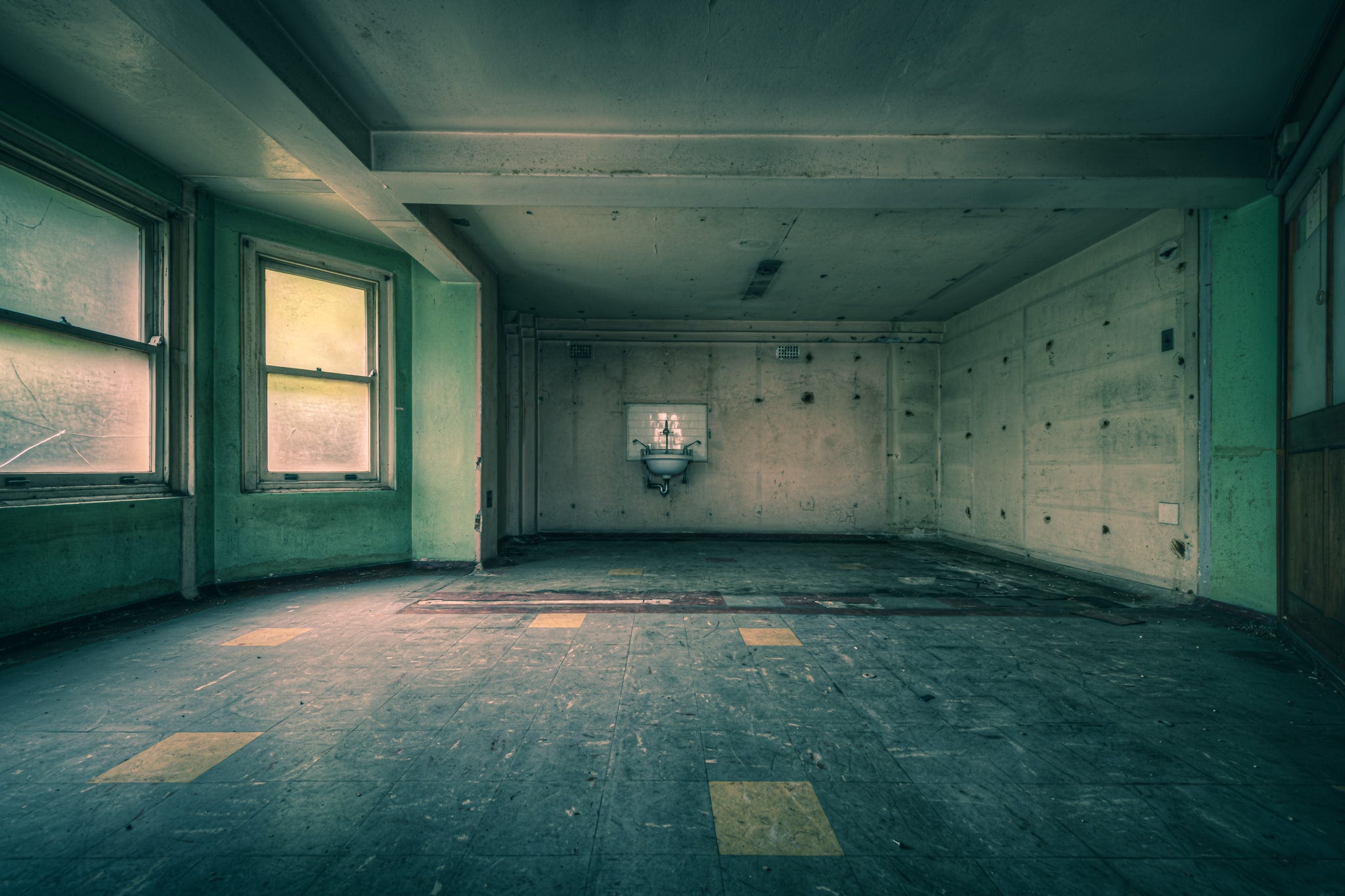 Clean Room at Lewisham Hospital, a bare room stripped back to its bones.