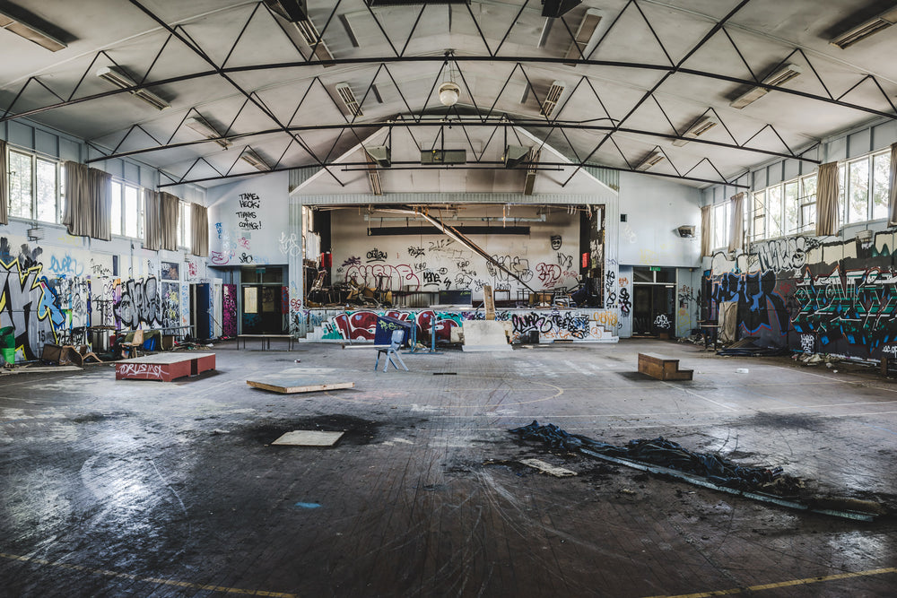 Assembly Hall at Macquarie Boys Technology High, someone actively used this space.