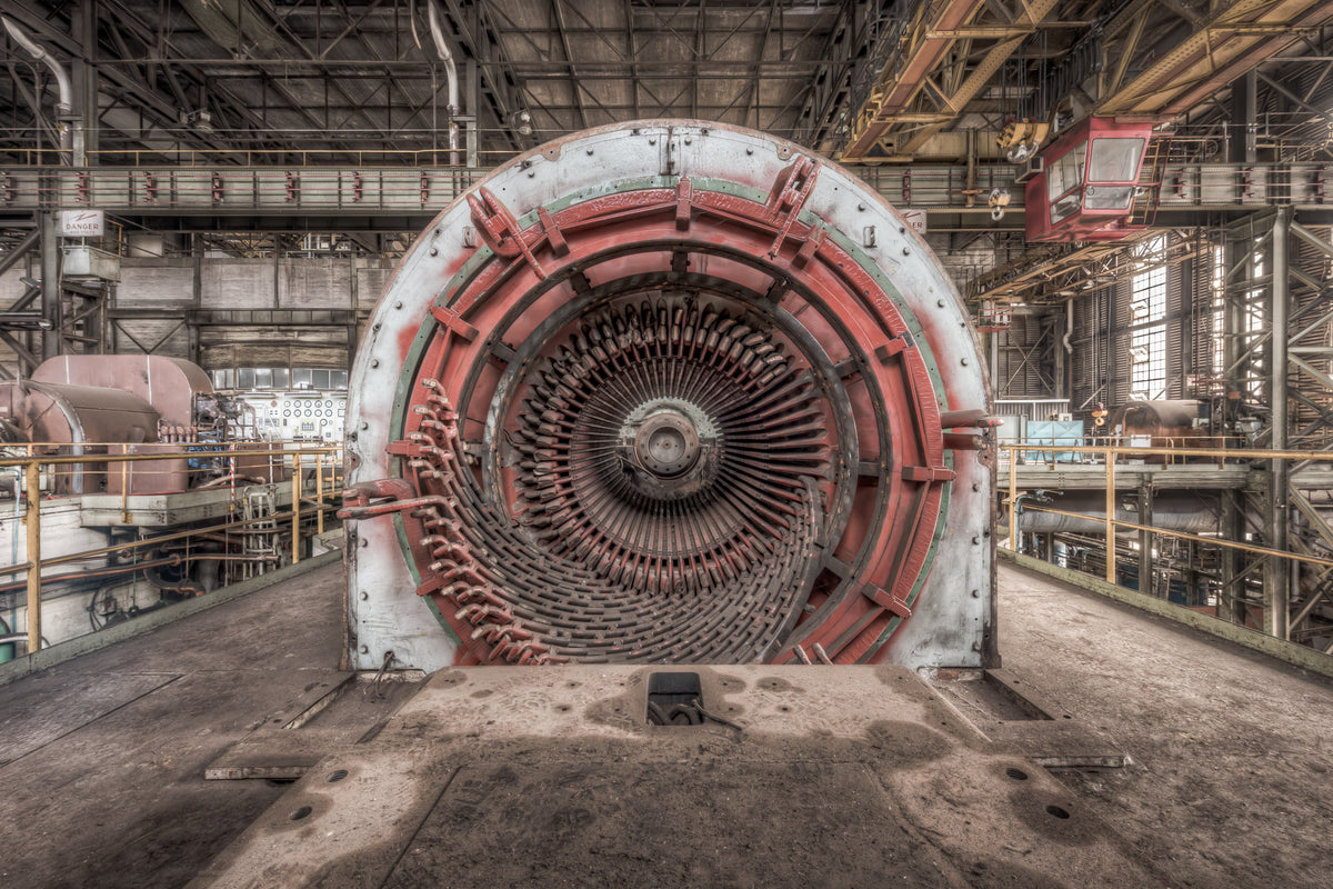 Generator at Morwell Power Station, the blade rings inside have the kind of precision that heavy industry does better than.