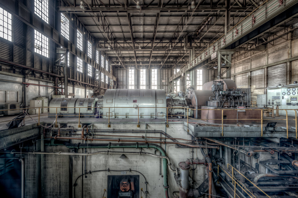 Turbine and Condenser at Morwell Power Station, the condensers below the turbines returned exhaust steam back to feedwater.