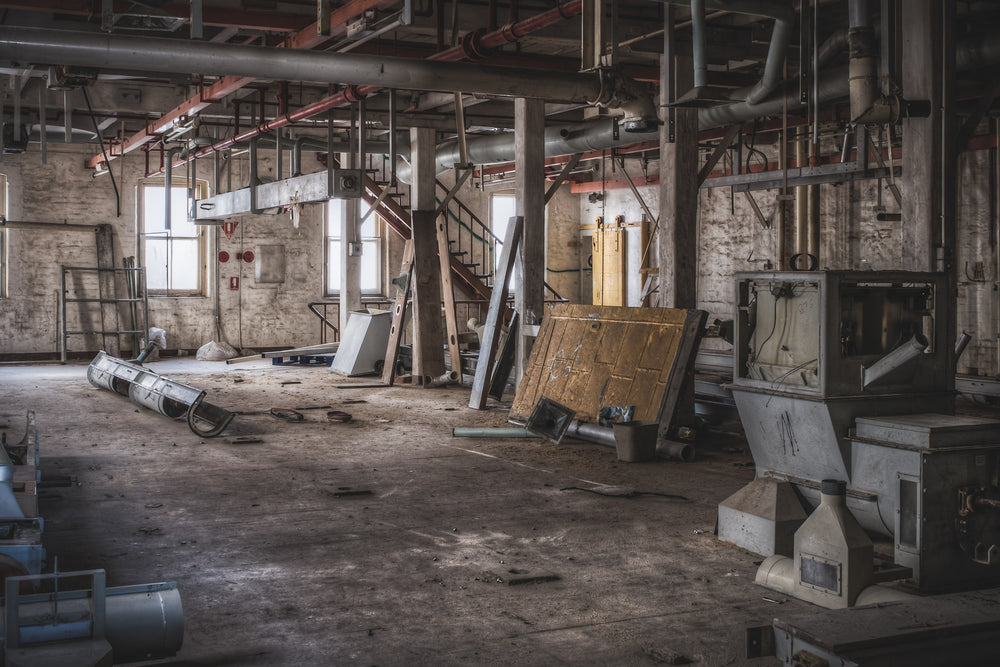 Mill Floor One at Mungo Scott Flour Mill, one of the mill floors once used as part of the flour making process, undergoing.