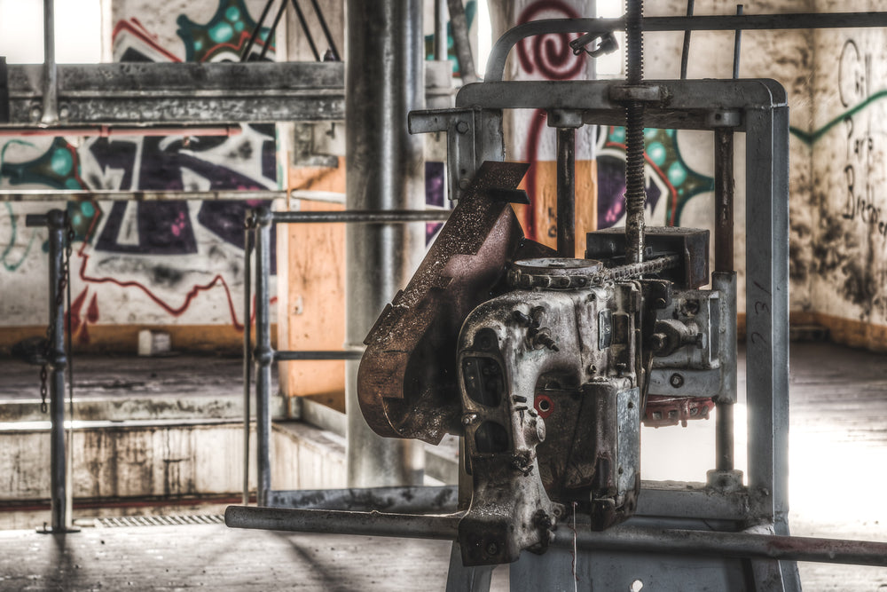 Sewing Machine at Mungo Scott Flour Mill, a left over flour bagging machine.