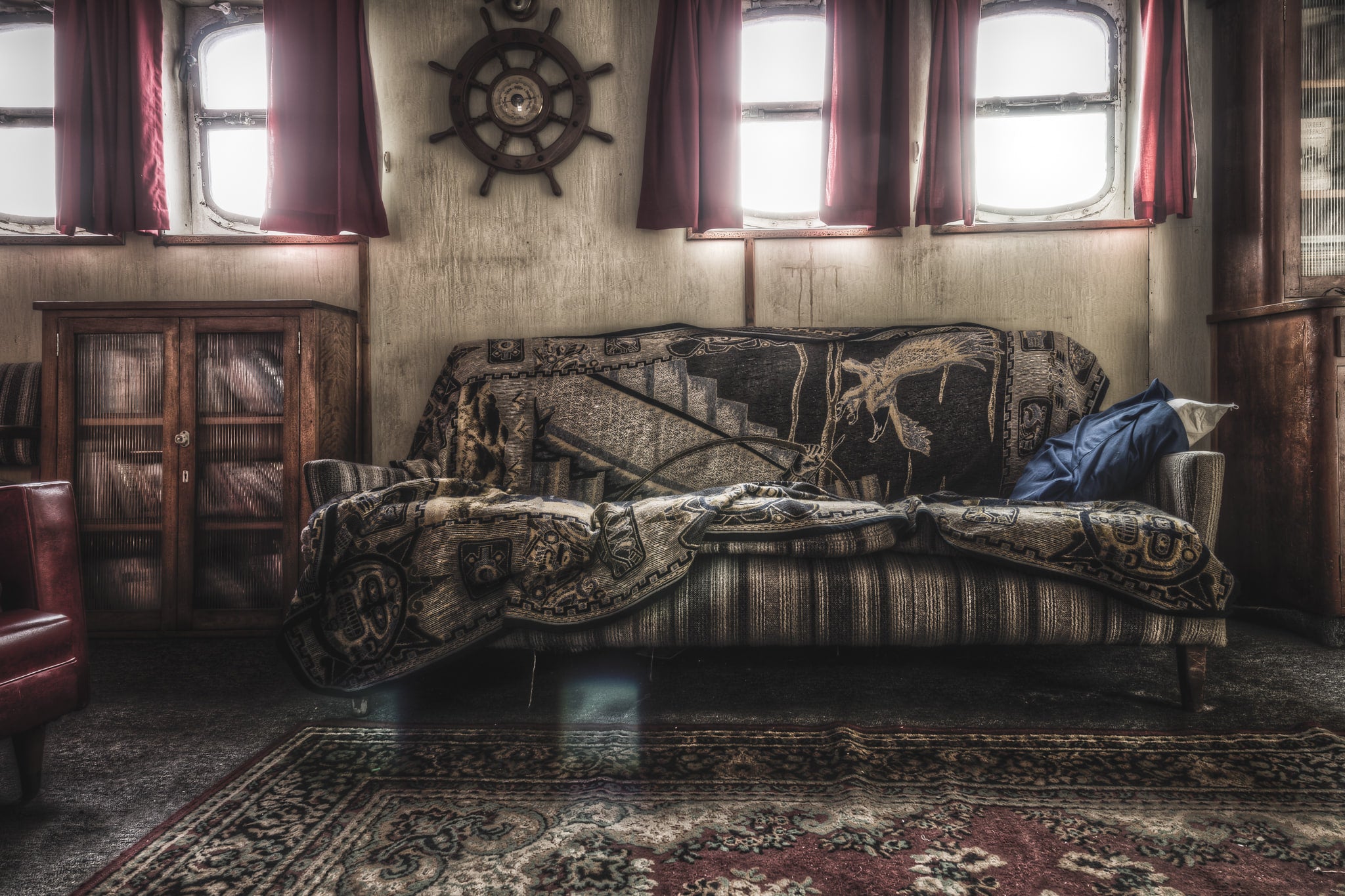 Officers Smoke Room at MV Cape Don, where off duty deck and engineering officers relaxed.
