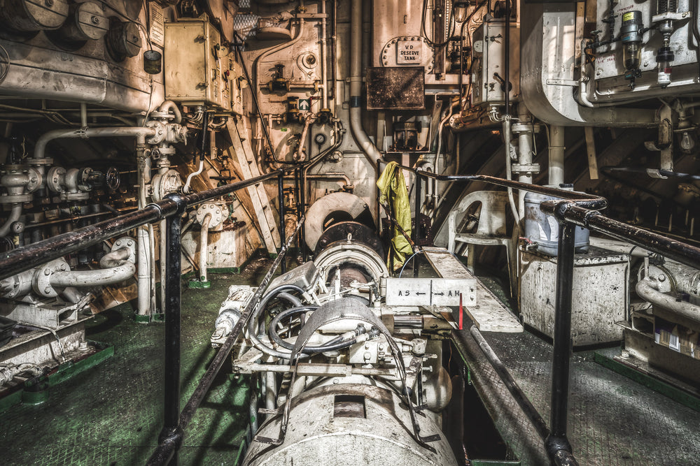 Propeller Shaft at MV Cape Don, ships propeller shaft looking aft (rearwards).