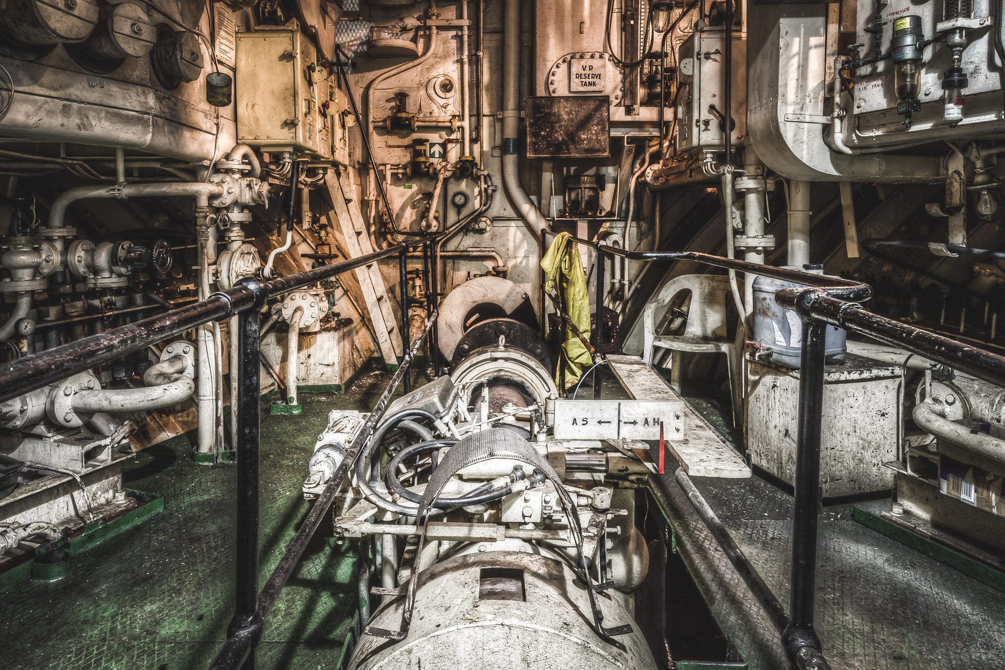 Propeller Shaft at MV Cape Don, ships propeller shaft looking aft (rearwards).