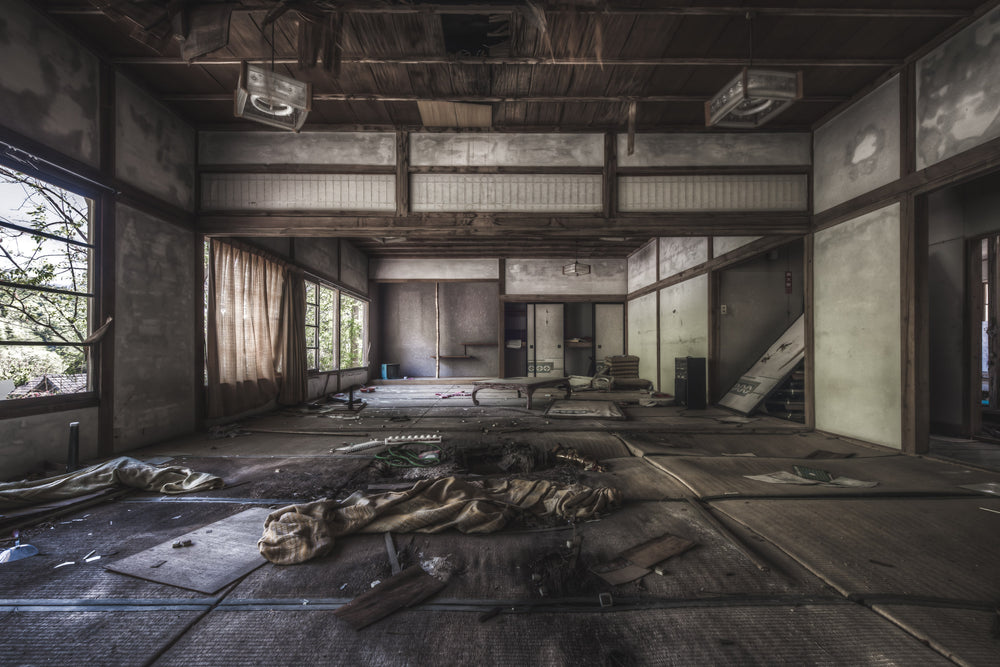 Dining Room at Nichitsu Mining Village, the communal dining area of one of the buildings.