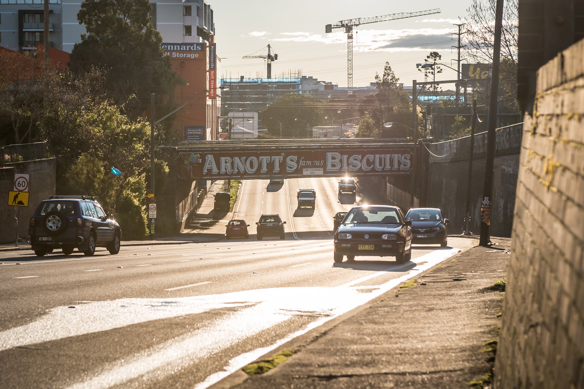 Arnotts Famous Biscuits at Parramatta Road, the Arnott's sign on the railway bridge has been there long enough that most.