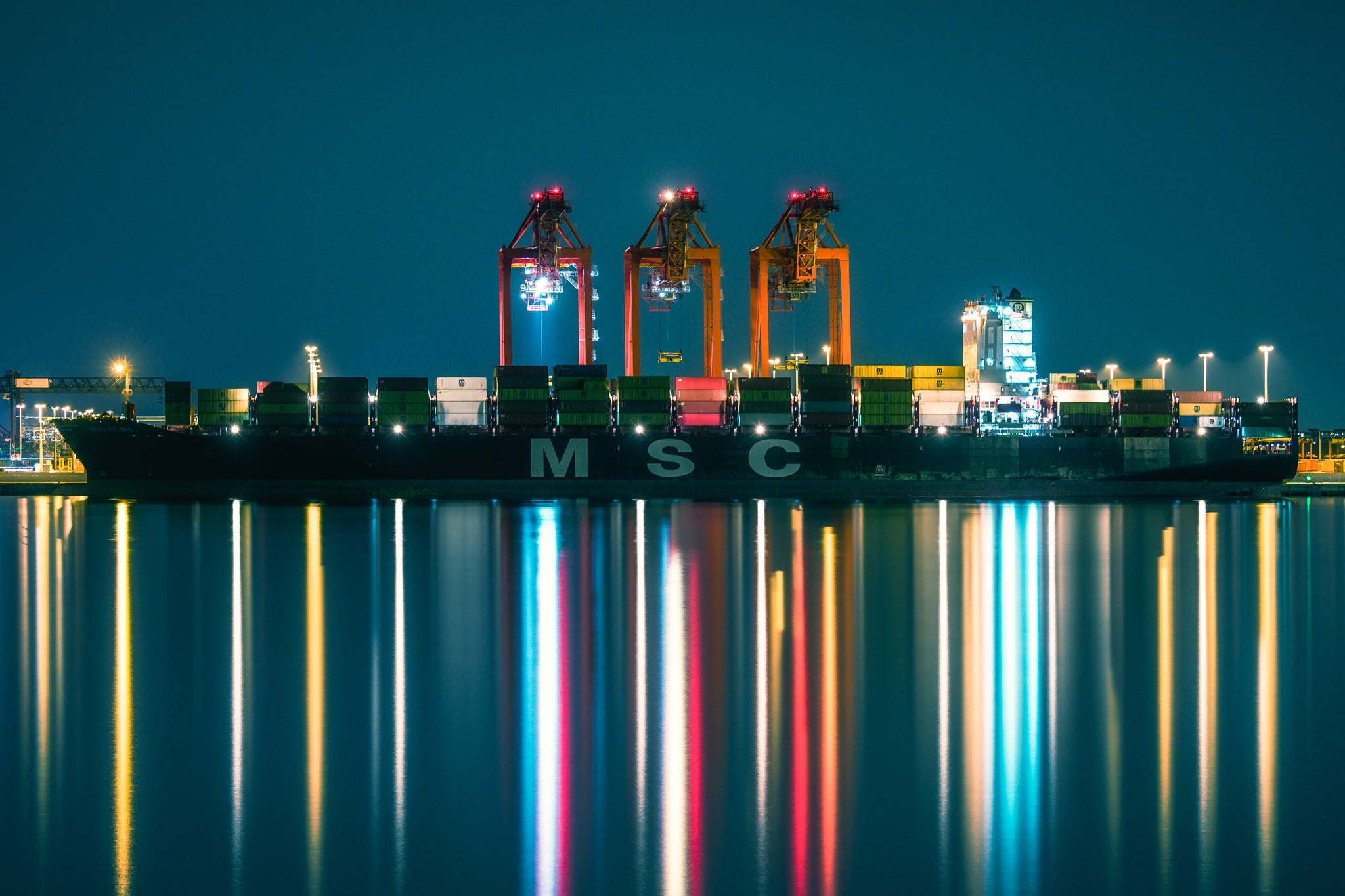 MSC Elma at Port Botany, a spectacular long exposure of MSC Elma awaiting unloading at Port Botany.