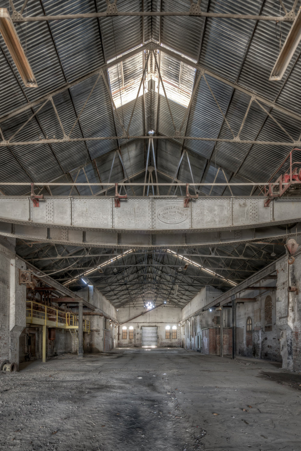 Power House Crane at Portland Cement Works, a massive industrial hall stretches deep into the frame.