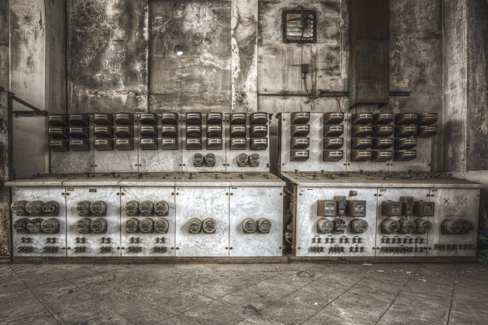 Switchboard at Shimizusawa Thermal Power Plant, an old switchboard made entirely of marble.