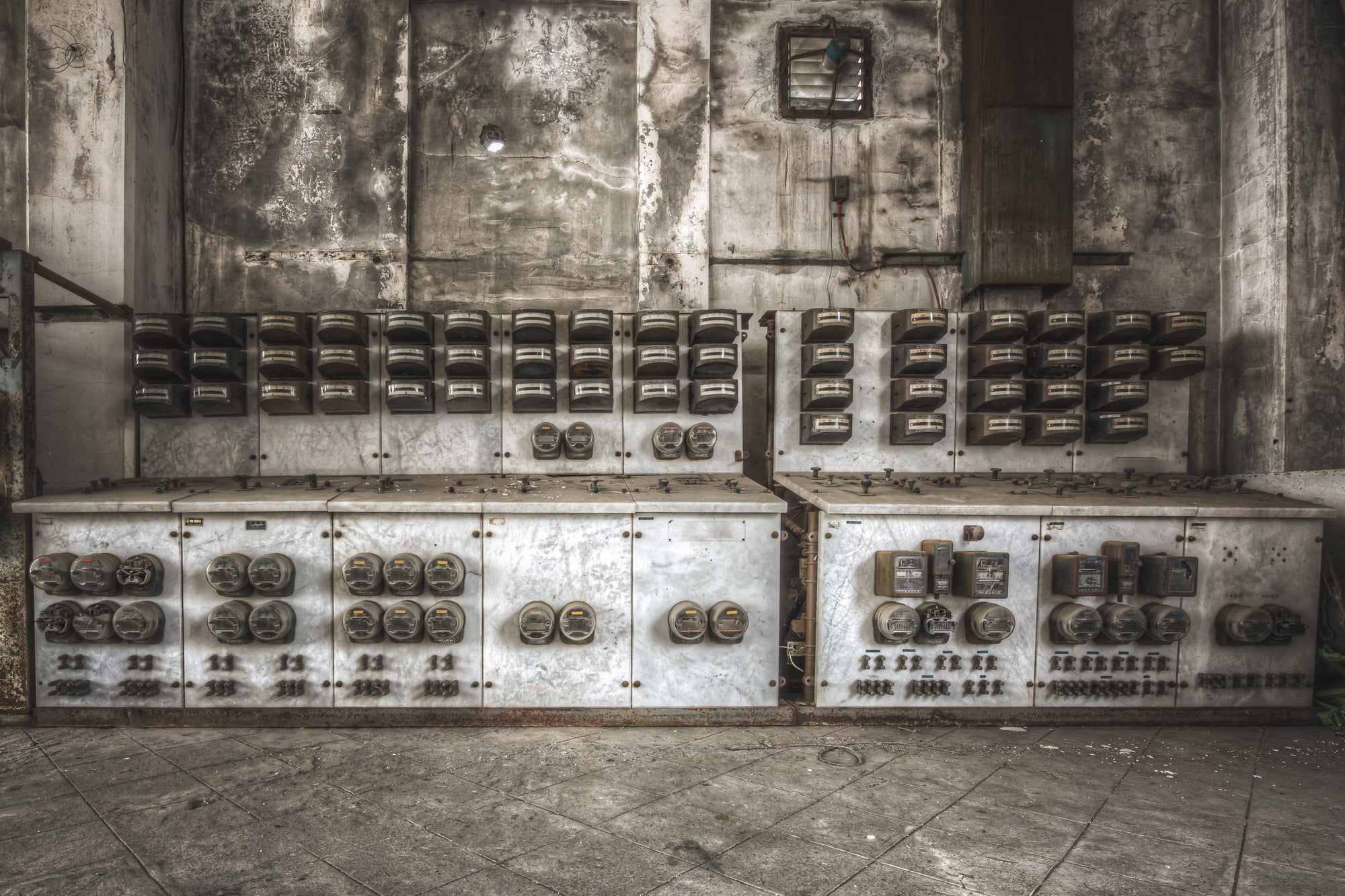 Switchboard at Shimizusawa Thermal Power Plant, an old switchboard made entirely of marble.