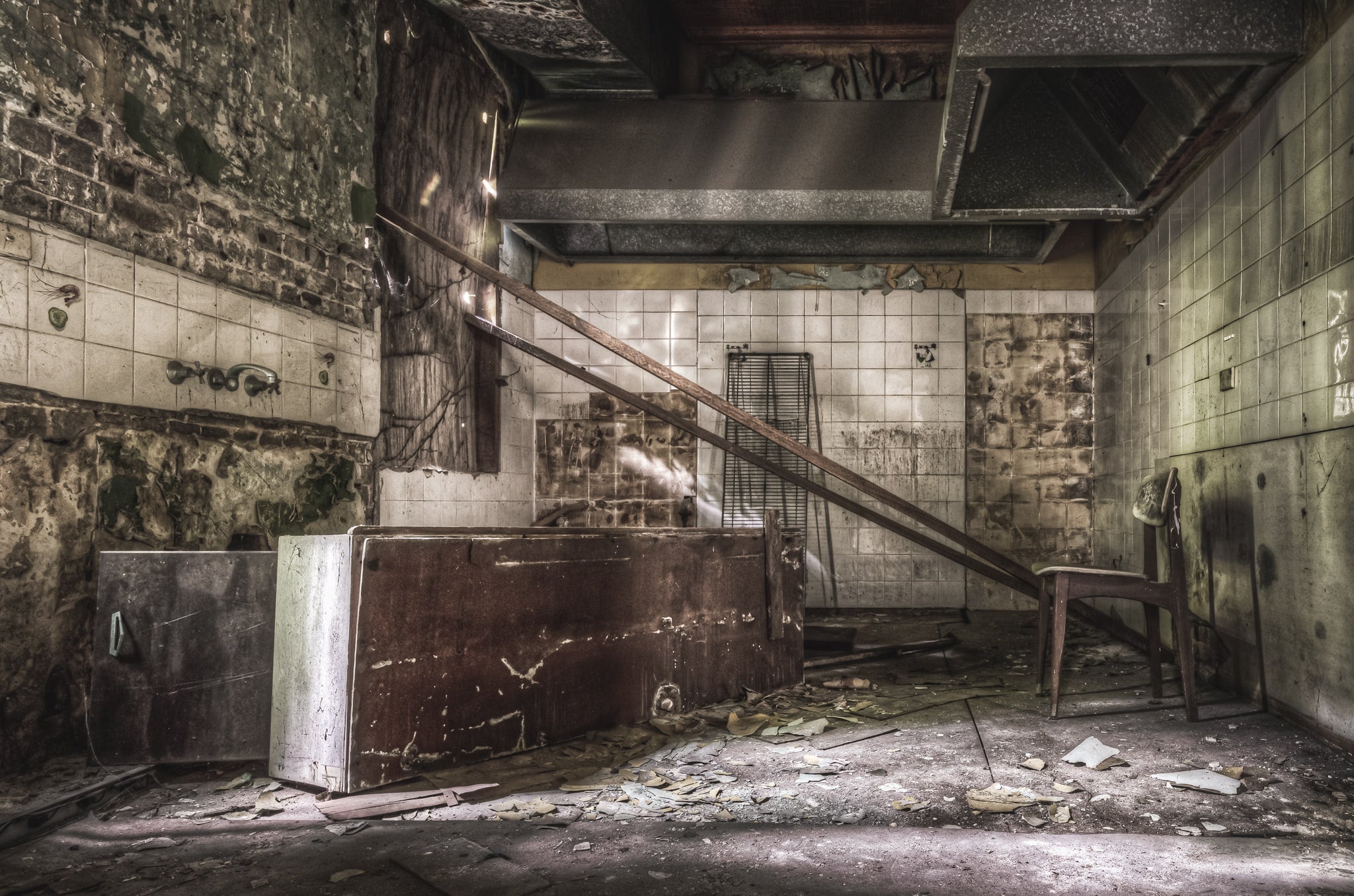 Kitchen at Terminus Hotel, the remains of the kitchen where meals were once prepared for the guests and patrons.