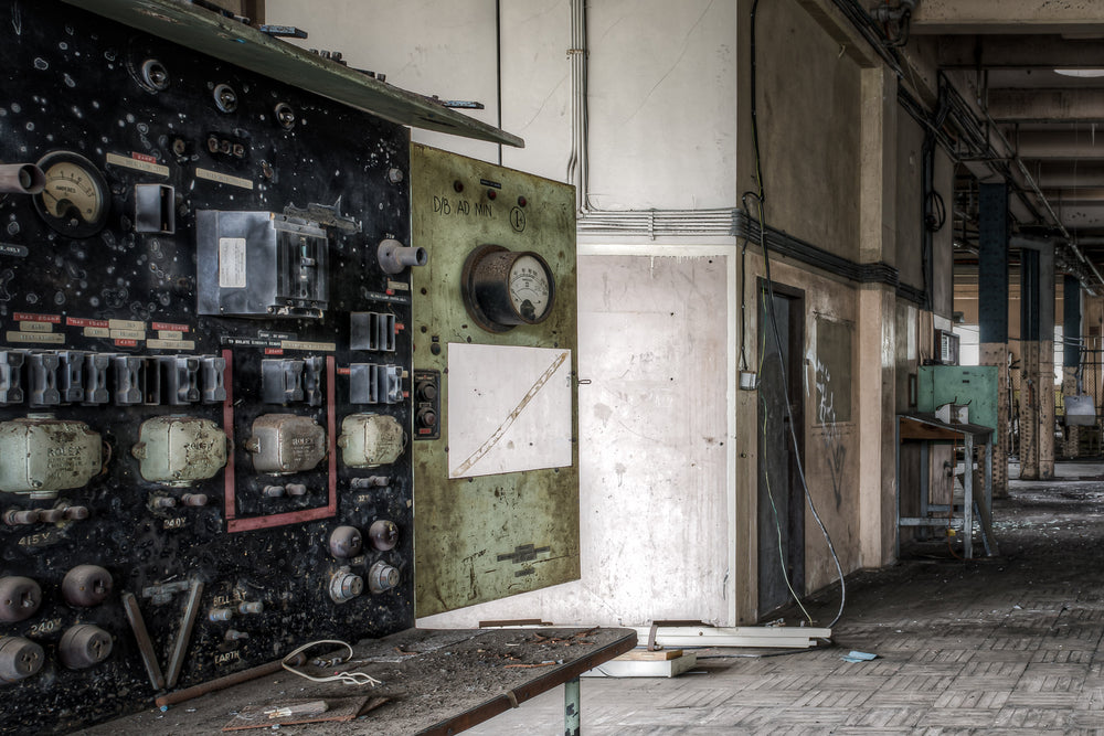 A Electrical Workshop at Wangi Power Station, the electrical workshop remains surprisingly intact, with an old test panel.