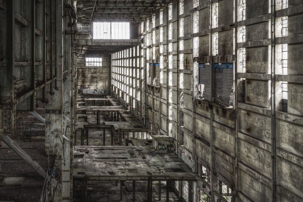 Boiler House Upper Level at Wangi Power Station, the boiler house drops away below.