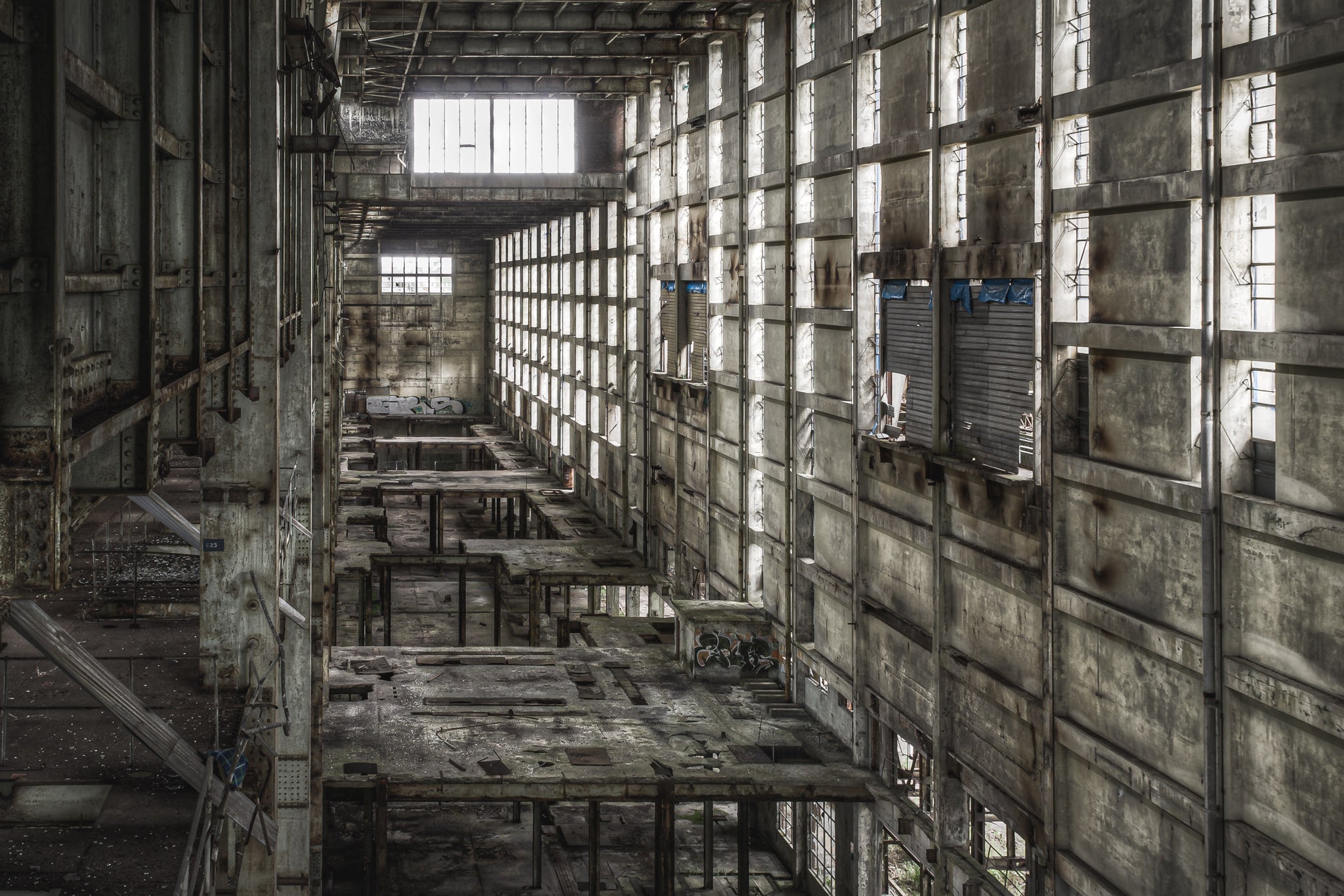 Boiler House Upper Level at Wangi Power Station, the boiler house drops away below.