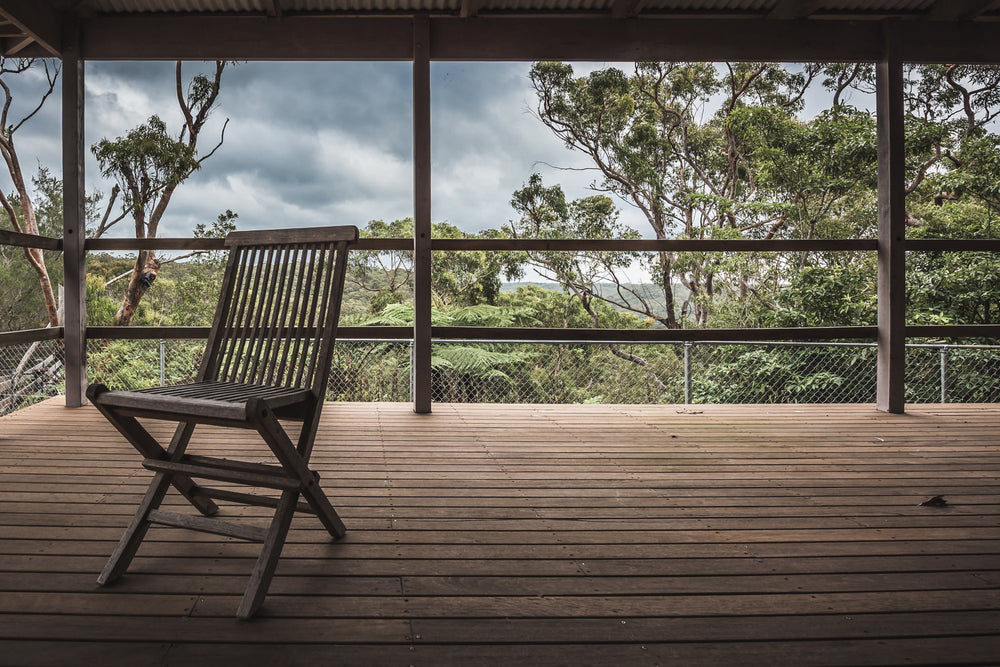 Deck at Waratah Park, view from the rear deck of the Ranger Headquarters, looking over Ku-ring-gai Chase.