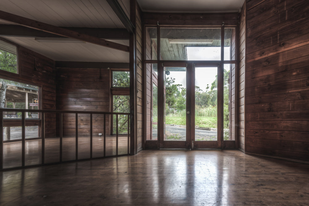 Front Door at Waratah Park, facing outwards through the front door of the Ranger Headquarters.