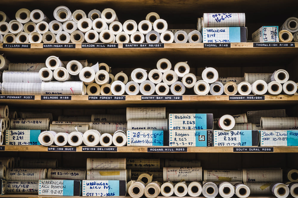 Graph Paper Rolls at West Ryde Pumping Station, these were used to record water levels of various water reservoirs.