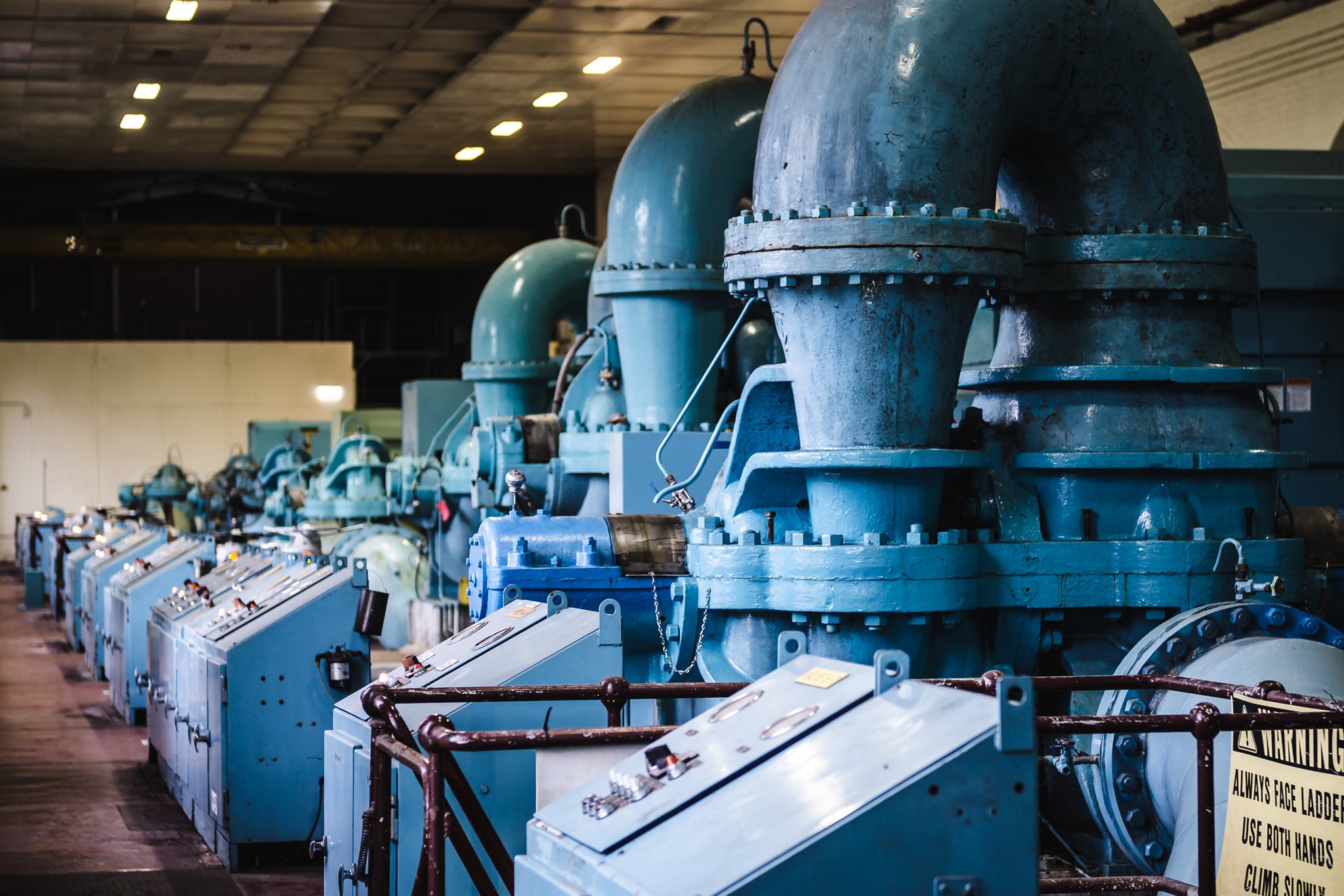 Pumping Hall Facing South at West Ryde Pumping Station, these pumps make up part of the largest water pumping station.