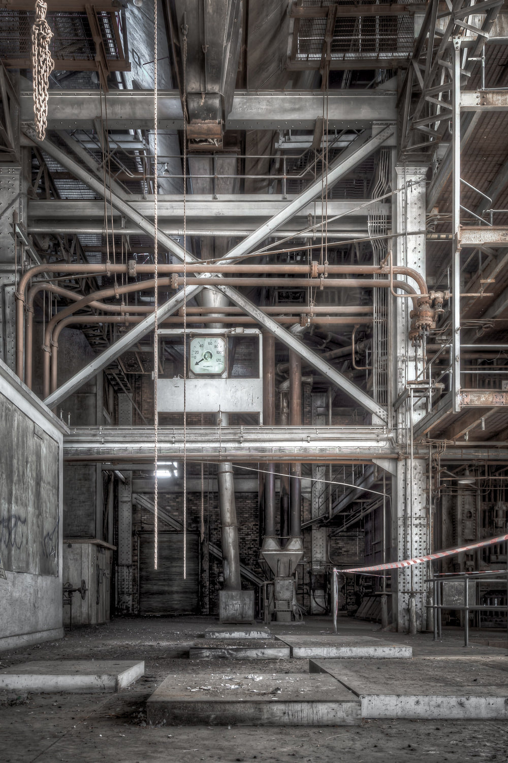 Coal Weigher at White Bay Power Station, beneath the towering coal bunkers of the White Bay Power Station Boiler House.