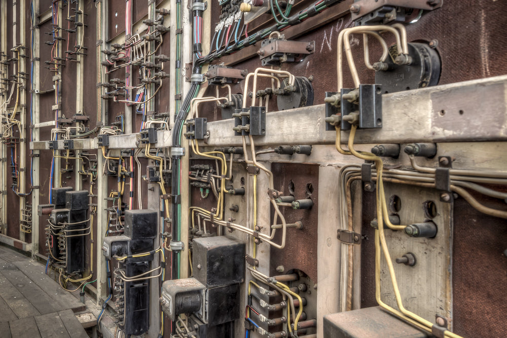 Control Room Wiring at White Bay Power Station, the rear of the White Bay Power Station Control Room panel reveals.