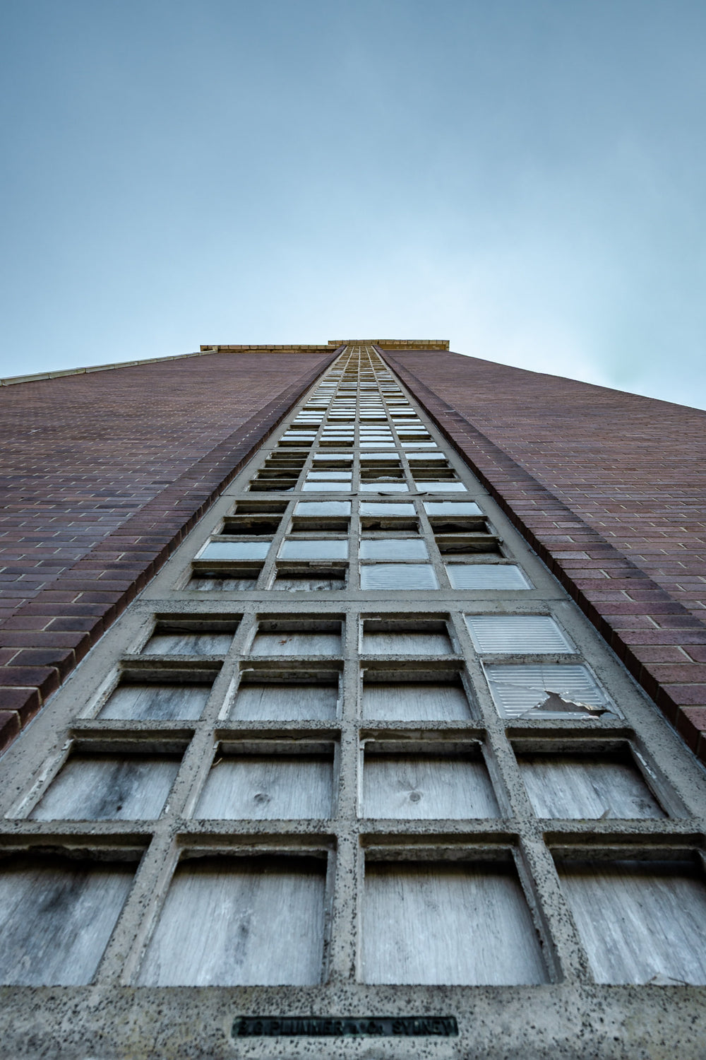 Glass Bricks at White Bay Power Station, a vertical column of glass bricks runs the full height of the boiler house façade.