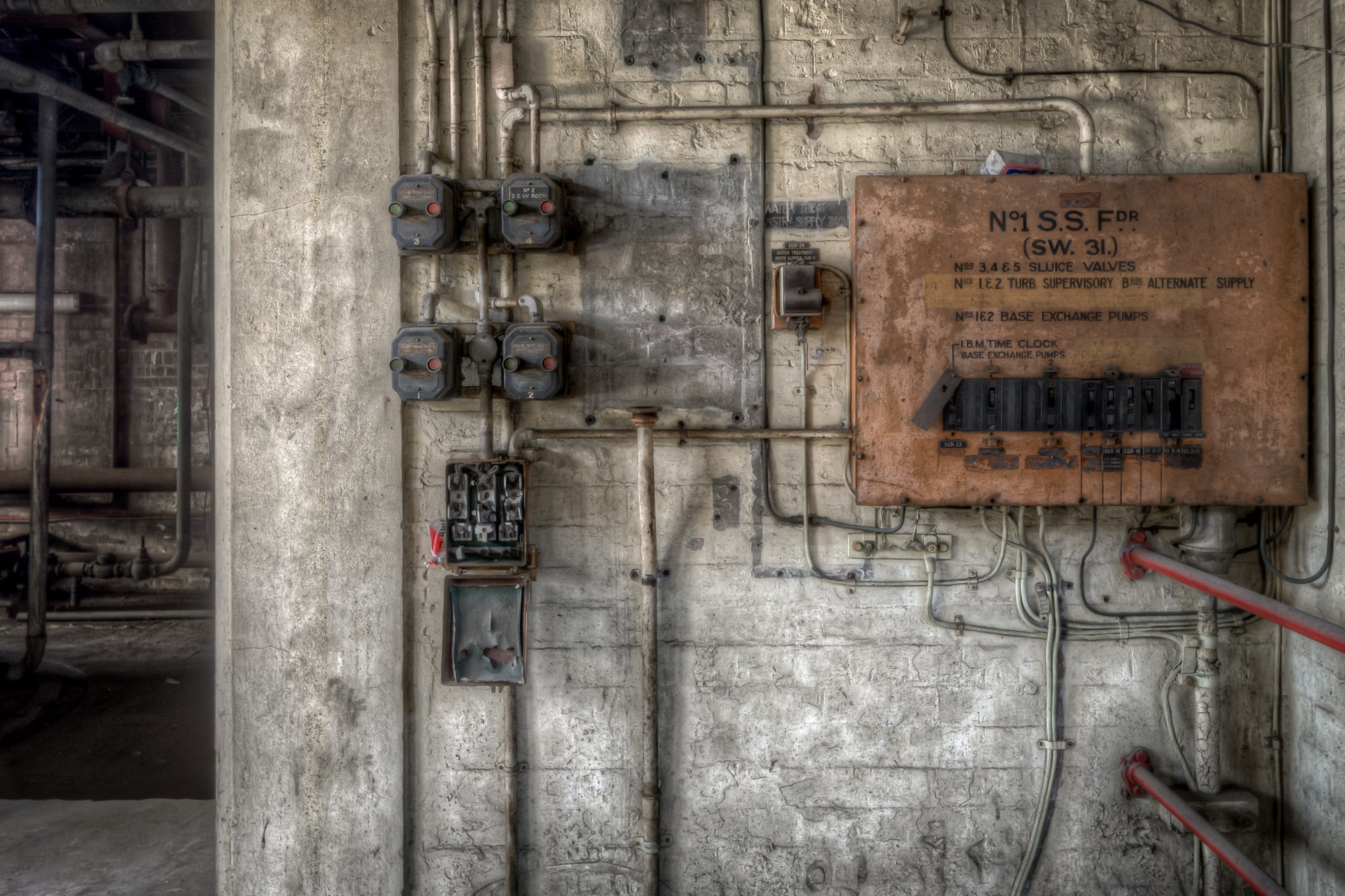 Sluice Valve Control at White Bay Power Station, a rusted control panel labelled "No.