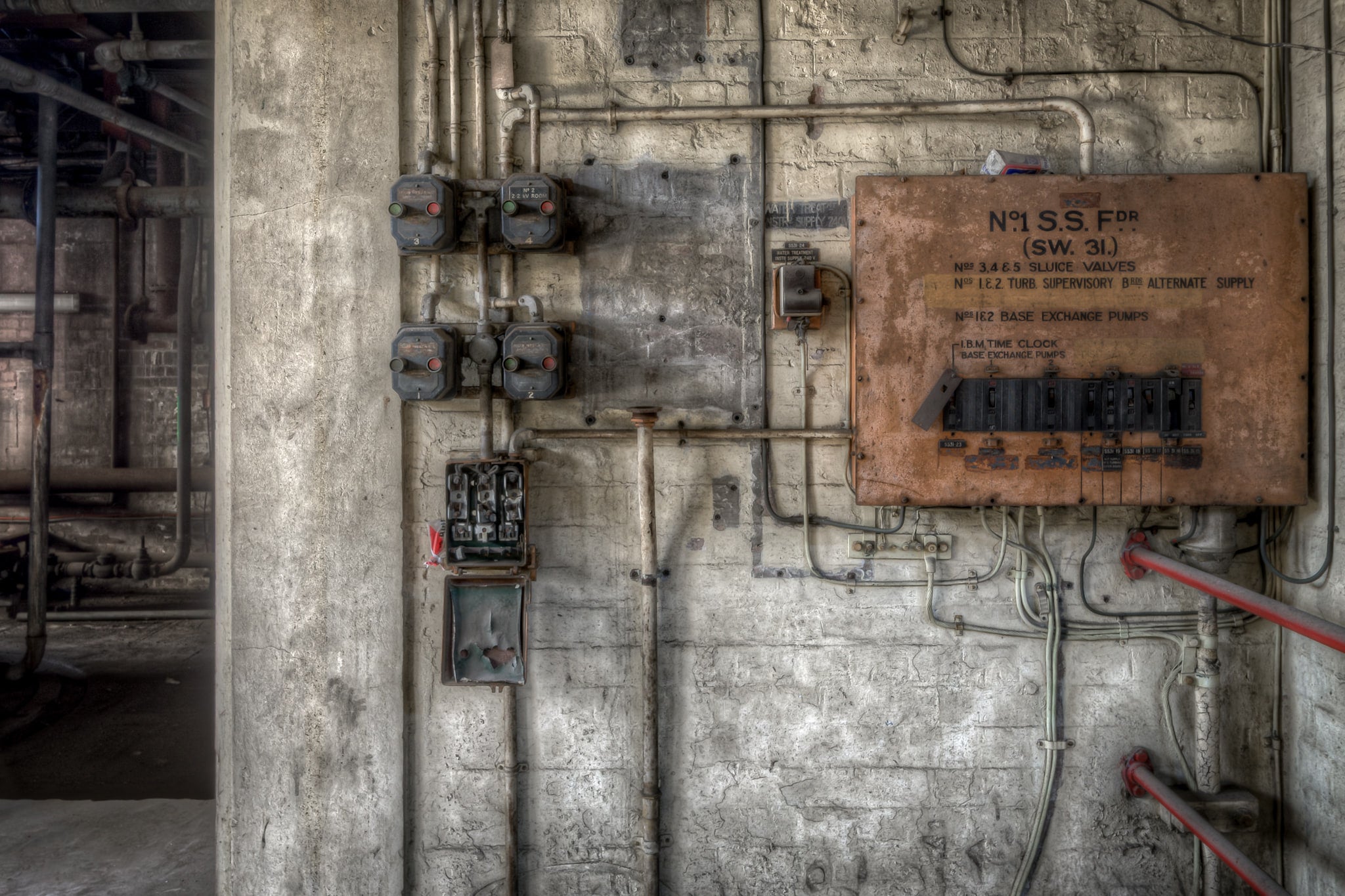 Sluice Valve Control at White Bay Power Station, a rusted control panel labelled "No.
