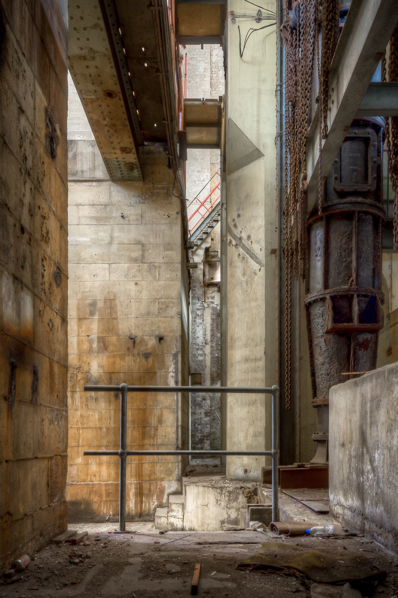 Turbine Hall Basement at White Bay Power Station, in the shadowy depths of the White Bay Power Station Turbine Hall basement.