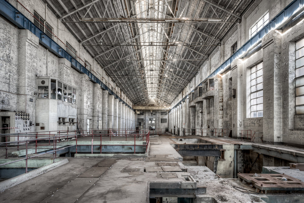 Turbine Hall Facing South at White Bay Power Station, the turbine hall at White Bay Power Station runs deep.