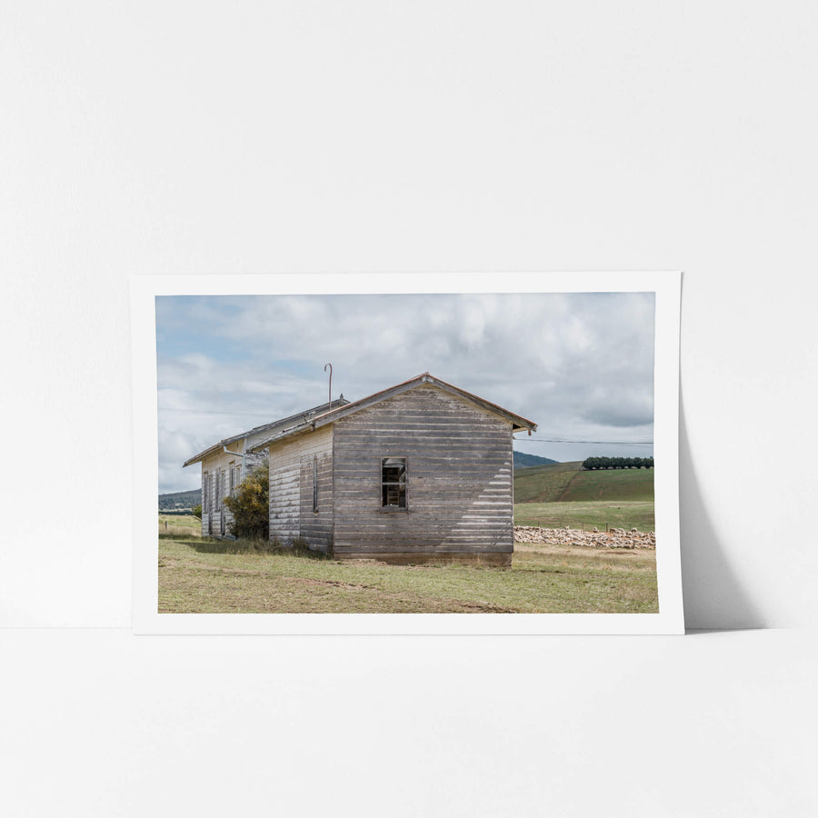 Delegate Shearers Quarters at A Place to Call Home, the end of a weatherboard clad shearers quarters on the outskirts.