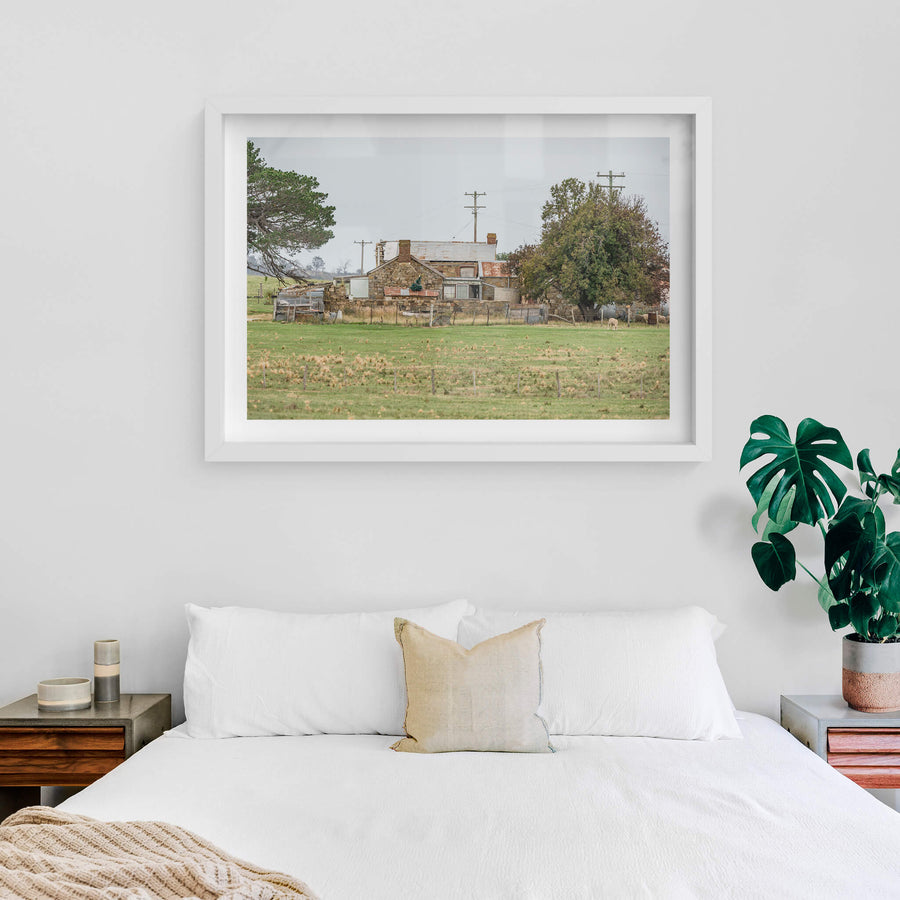 Numbla Vale Cottage at A Place to Call Home, a stone cottage sits low in open pastoral country near Numbla Vale, south-east.