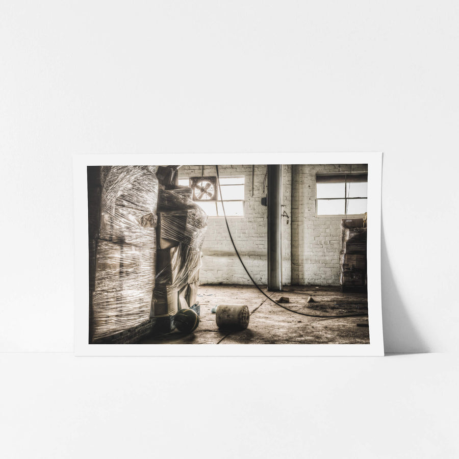 Dispatch at Abandoned Shoe Factory, unsold stock left over from the factory closure.