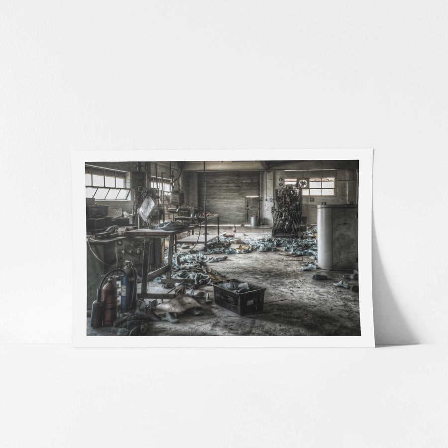 Rear Workshop at Abandoned Shoe Factory, the back area of the downstairs workshop.