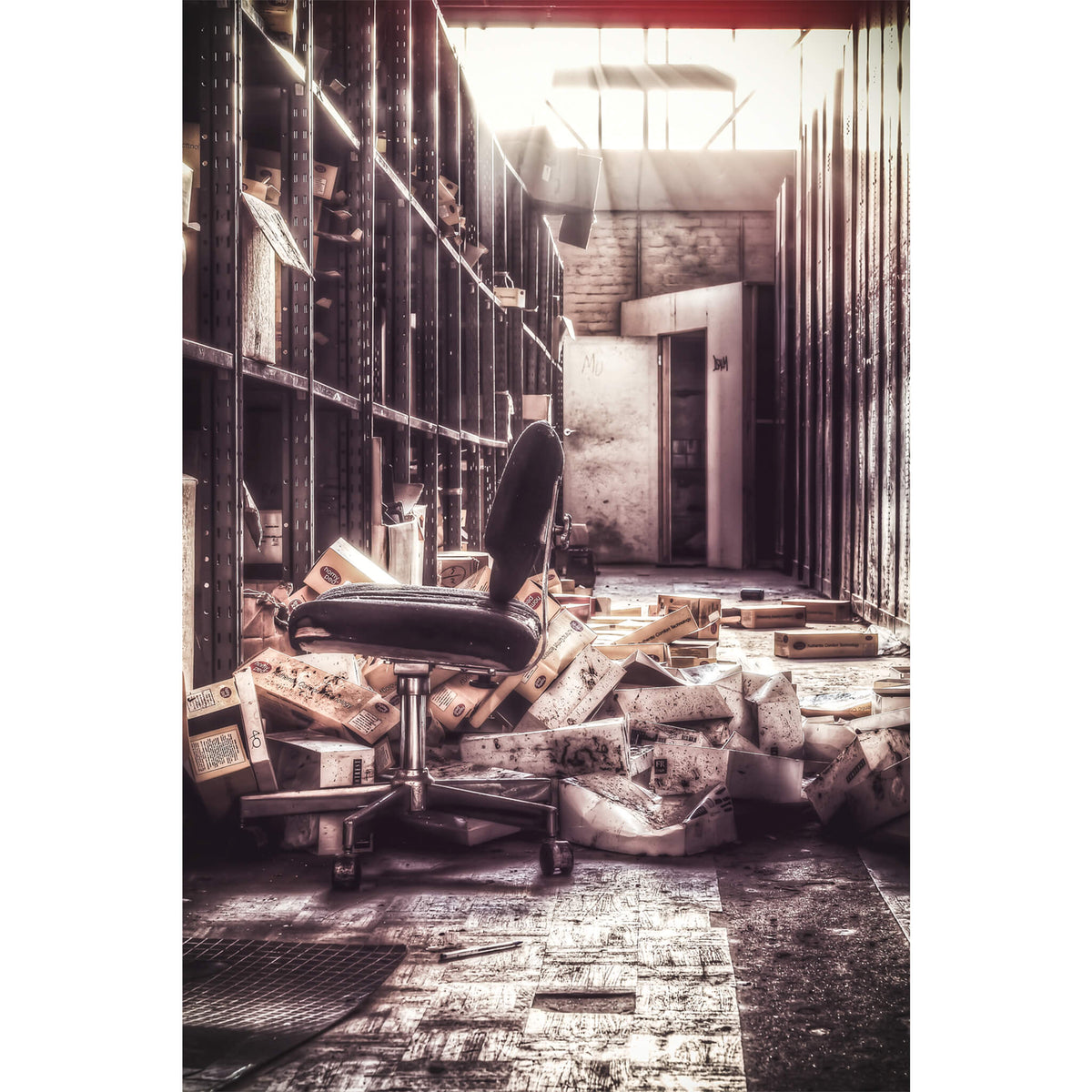 Storage Shelves | Abandoned Shoe Factory Fine Art Print - Lost Collective Shop