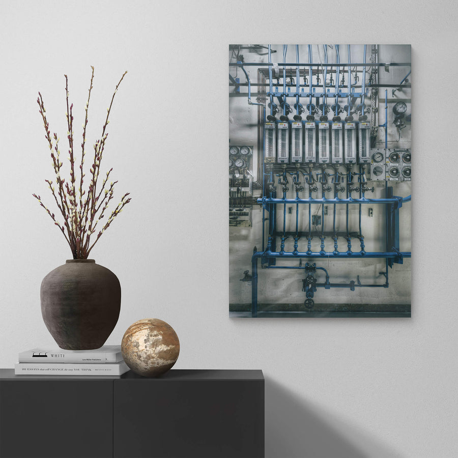 Cooling Circuit at ANSTO HIFAR, this intricate manifold of pipework, featuring valves, gauges, and rotometers, is part.