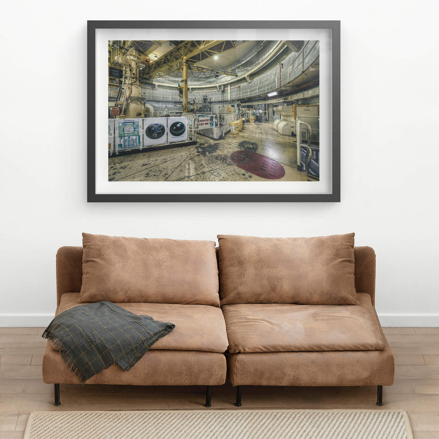 Top Plate Viewing Platform at ANSTO HIFAR, the reactor hall at HIFAR curves upward in a wide concrete drum.